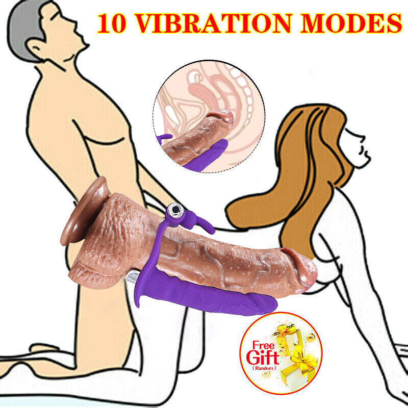 Double-Penetration-Dildo-Penis-Strap-on-Cock-Ring-Vibrator-for-Men Women Sex Toy