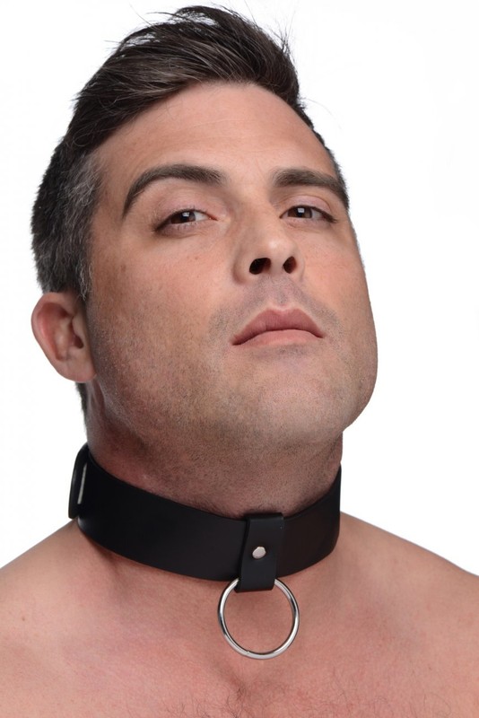 Strict Wide Collar with O-Ring BDSM Bondage Restraint Fetish Adjustable Black
