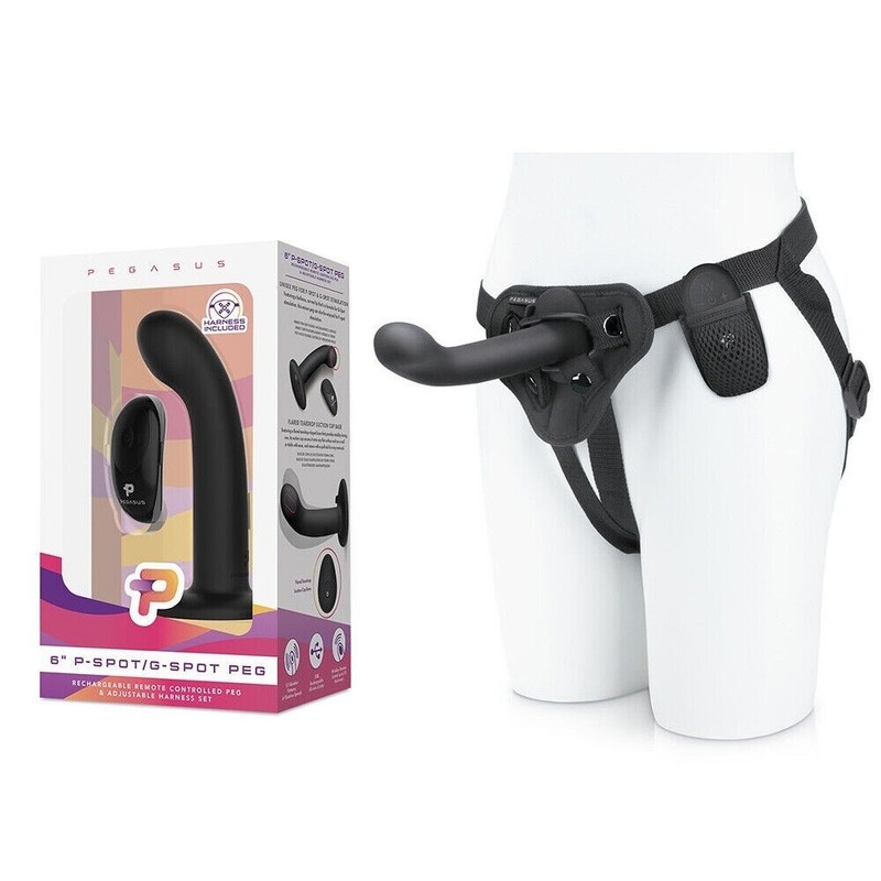 Pegasus 6&Prime; P-Spot G-Spot Peg Vibrating Pegging Strap-on Black