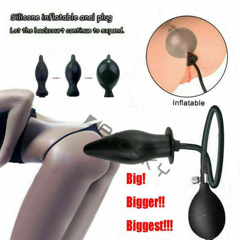 Inflatable Dildo Anal Trainer Butt Plug Prostate Massage Blow Up Expanding Penis