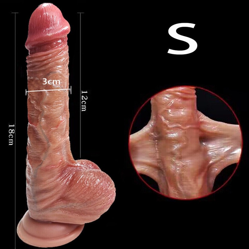 Huge Sliding Foreskin Dong Silicone Realistic Big Dildo Cock Suction Cup Sex-Toy
