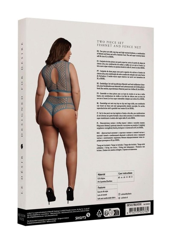 Le Desir Duo Net Key Hole Bra Set - Queen - Blue gallery