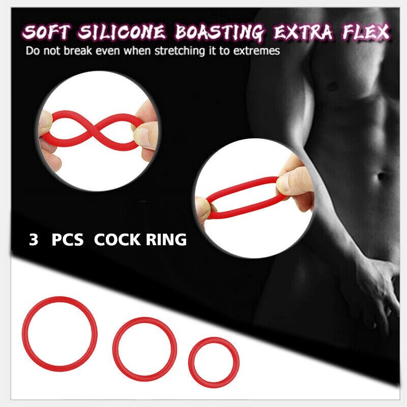 Premium 3pcs Cock Ring Penis Rings Enhancer Erectile Sex Toy Mens Enlarger Reuse gallery