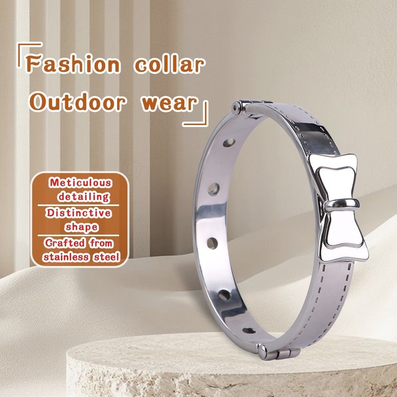 Heavy Leash Collar for Pet Play Stainless Steel BDSM Collar with Bell & Couples gallery