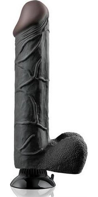 Real Feel Deluxe No.12 12 Inch Realistic Dildo Balls Suction Cup Black