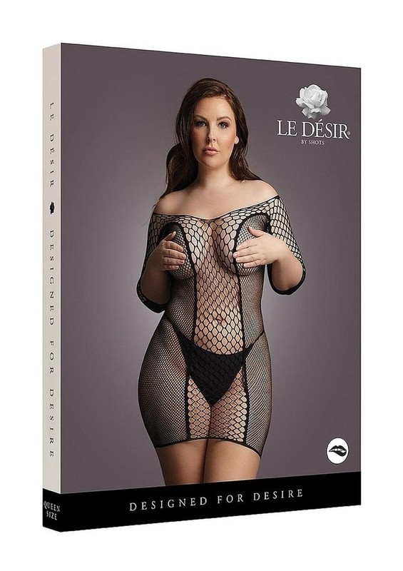 Le Desir Duo Net Sleeved Mini Dress – Queen – Black