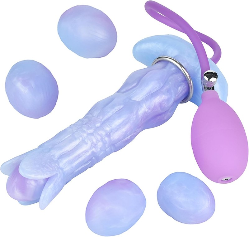 Dragon Dildo Monster Dildo Ovipositor with 5 Eggs, 8inch Pneumatic Silicone Ovip