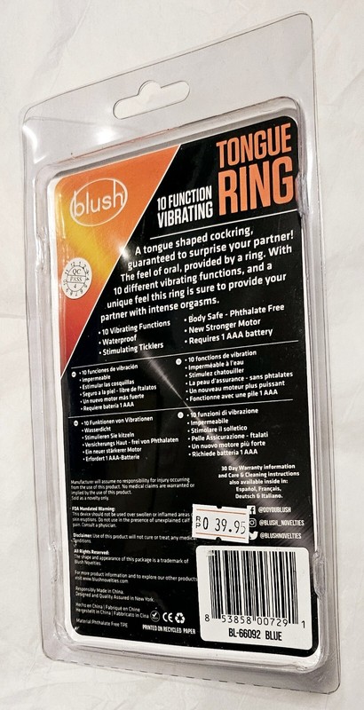 Stay Hard Cock Ring 10 Function Bullet Vibrator w/Tongue Tickler Stimulation gallery