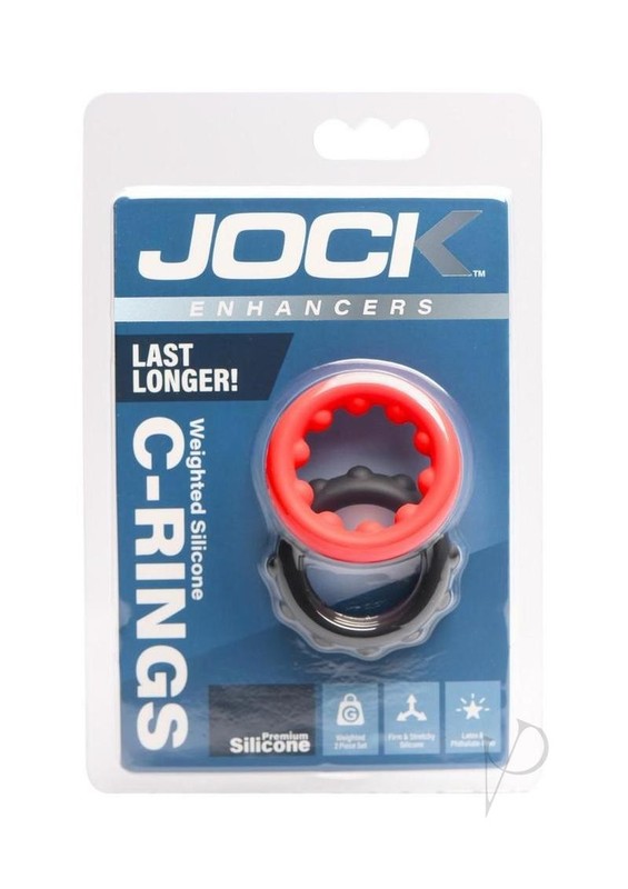 Jock Weighted Silicone Cock Ring Set – Black and Red