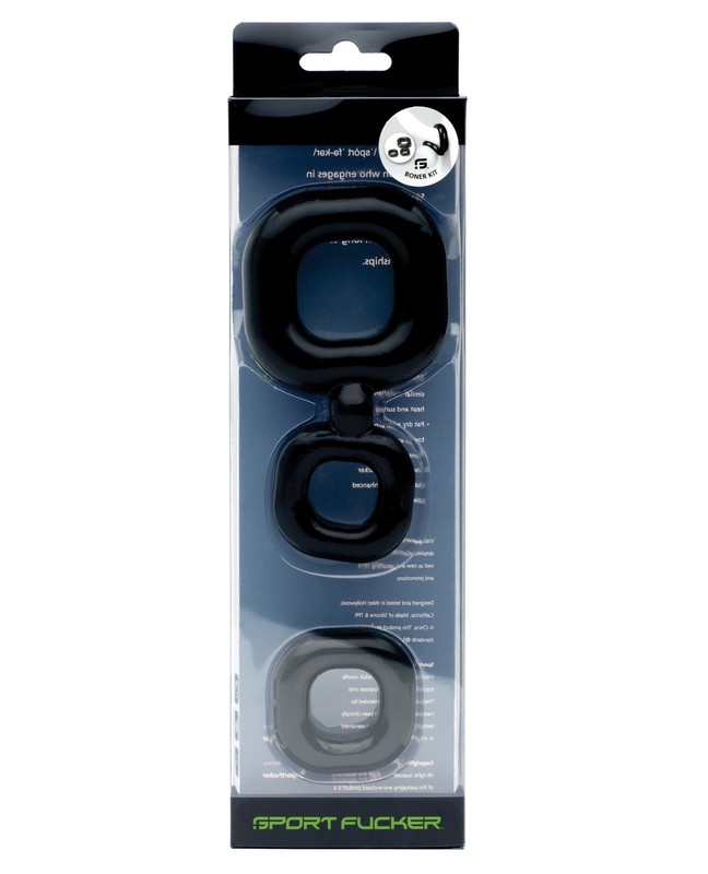 Penis Ring SET Discreet Travel Compact 3" Sport loveer Boner Kit Black Stretch gallery
