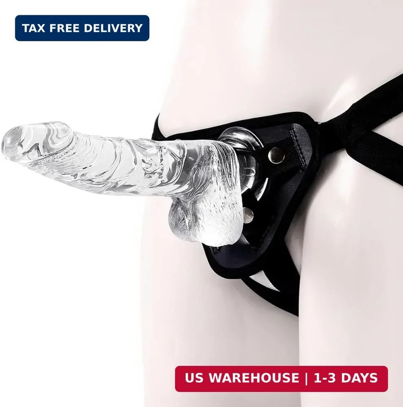 Strap on Dildo with Harness, 8.3 Inch Realistic Wearable Dildo Body-Safe Materia