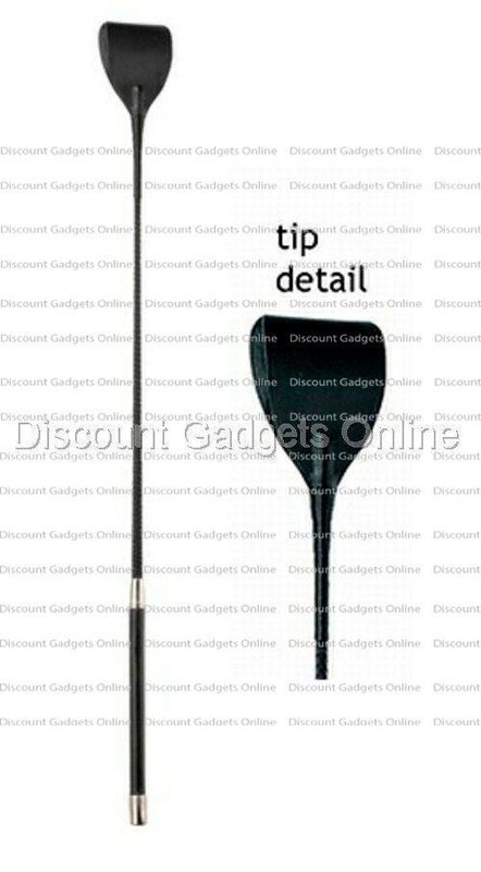 Spartacus 21&Prime; Leather WIDE Whip Riding Crop Paddle STURDY Chrome Accent