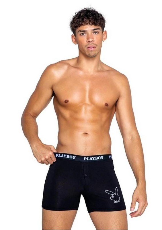 Playboy Mens Tuxedo Classic Boxer – Large – Black/White