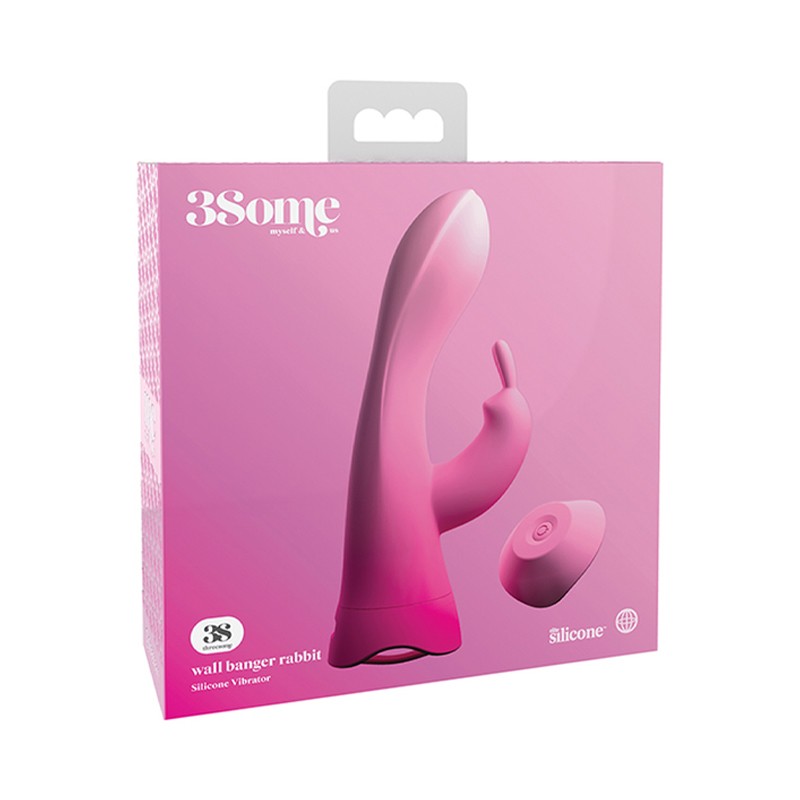 3Some Wall Banger Rabbit Vibrator With Suction Cup Pink
