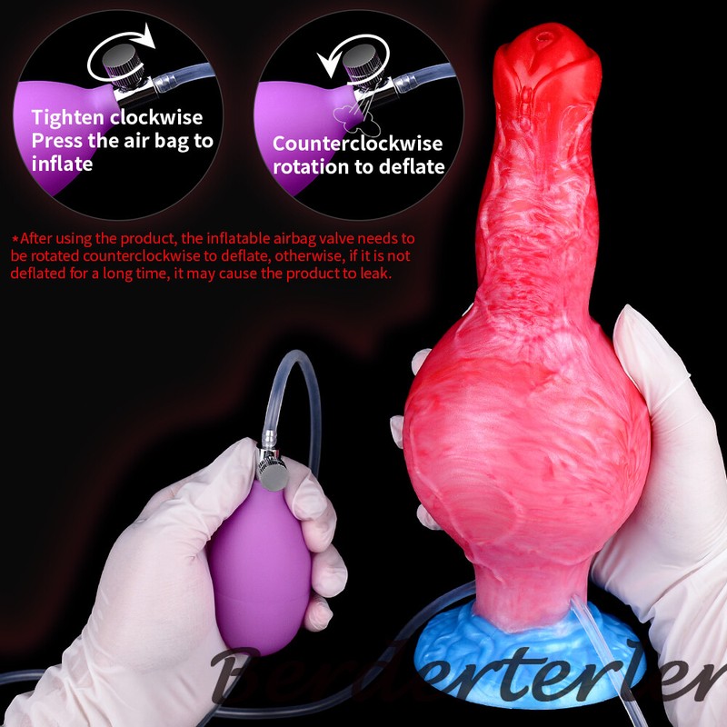 Ejaculation Anal Plug Dildo Inflatable Big Knot Penis with Squirting Function gallery