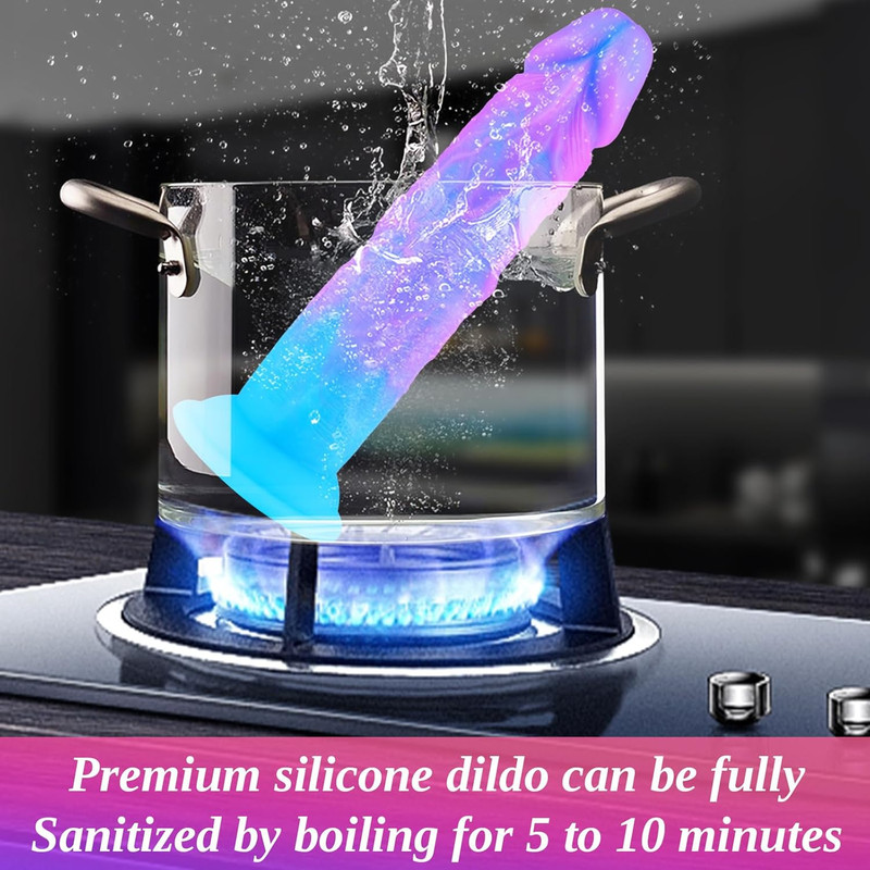 10 Inch Soft Liquid Silicone Long Anal Dildo with Suction Cup, Purple Blue Hu…