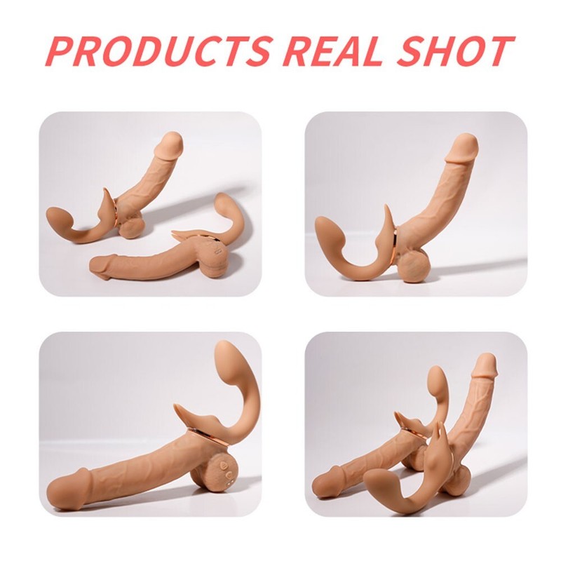Telescopic G-spot Vibrator Double Dildo Strap on Sex toys for Lesbian Women gallery
