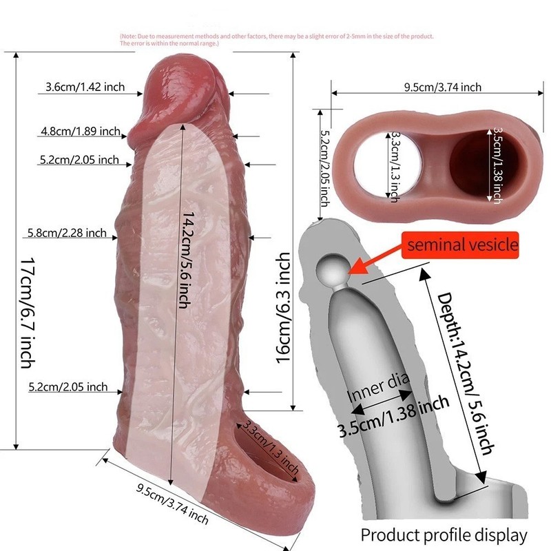 Realistic Penis Sleeve Male Dick Delayed Ejaculation Textured Condom Cock Sheath