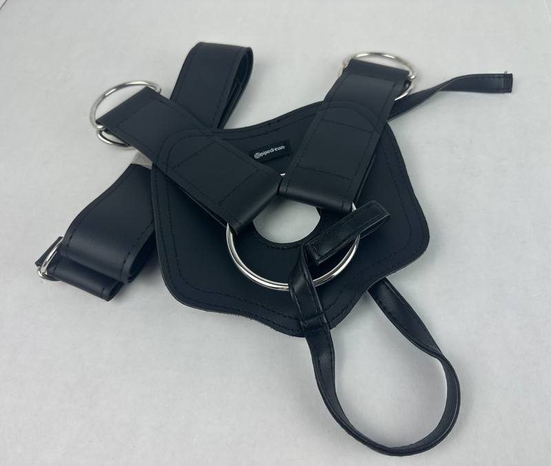 Pipedream Strap-On Harness Adjustable Black Faux Leather O-Ring Adult Toy Access