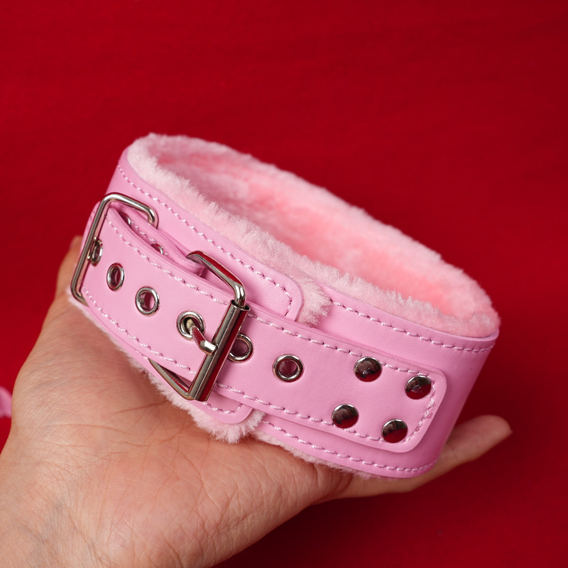 Pink Restraints Set Neck Collar Slave BDSM Bondage Choker Adult Toys Roleplay