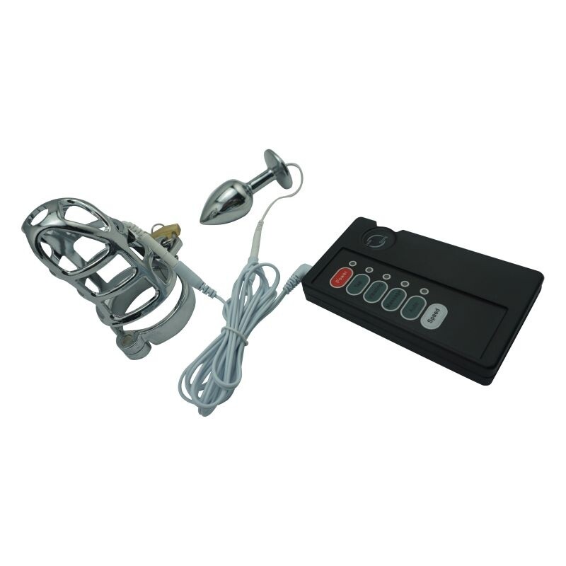 E-Stim Shock Pulse Metal Chastity Cage Torpedo Plug Physical Therapy gallery