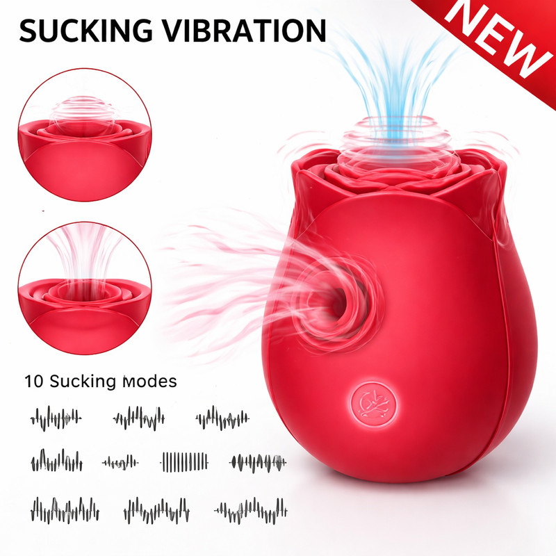10-speed Rose Vibrator G-spot Dildo Clitoral Sucking For Women Sex Toys