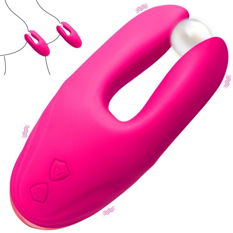 Massage device, vibrating clamp, self-pleasuring device, adult sex product
