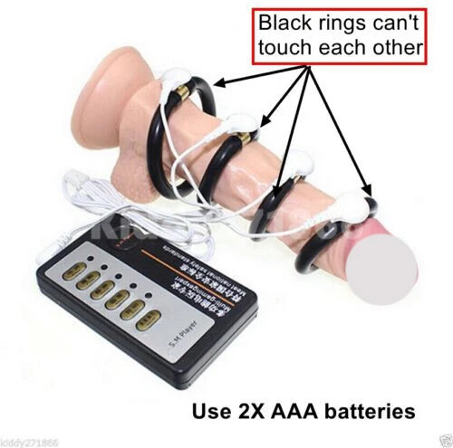 Electro E-Stim S-hock Male Men Penis Enhancer 4pcs Penis Rings Bondage Kit Set gallery