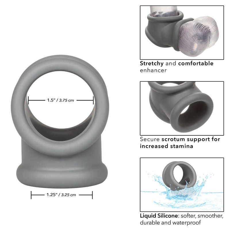 CalExotics Alpha Liquid Silicone Precision Penis and Ball Cock Ring Gray gallery