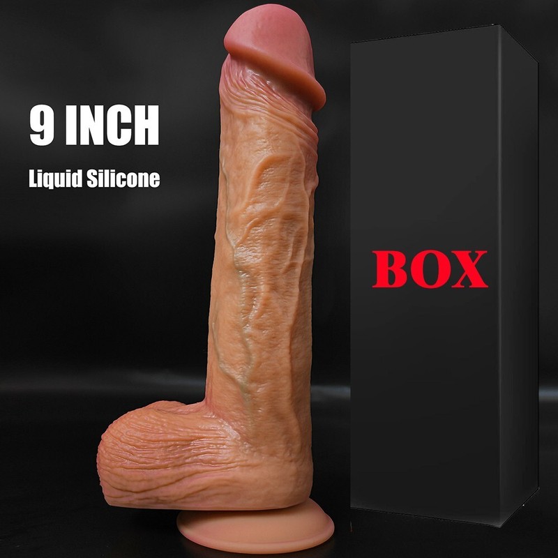 9 INCH Liquid Silicone Realistic Dildo Skin Feeling Huge Penis Suction Big-Dick gallery