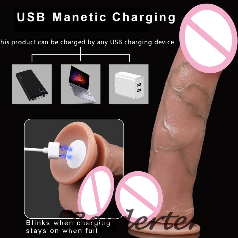 Silicone Thrusting Telescopic Dildo with Sucker Lifelike Skin Feeling Sex Toys gallery