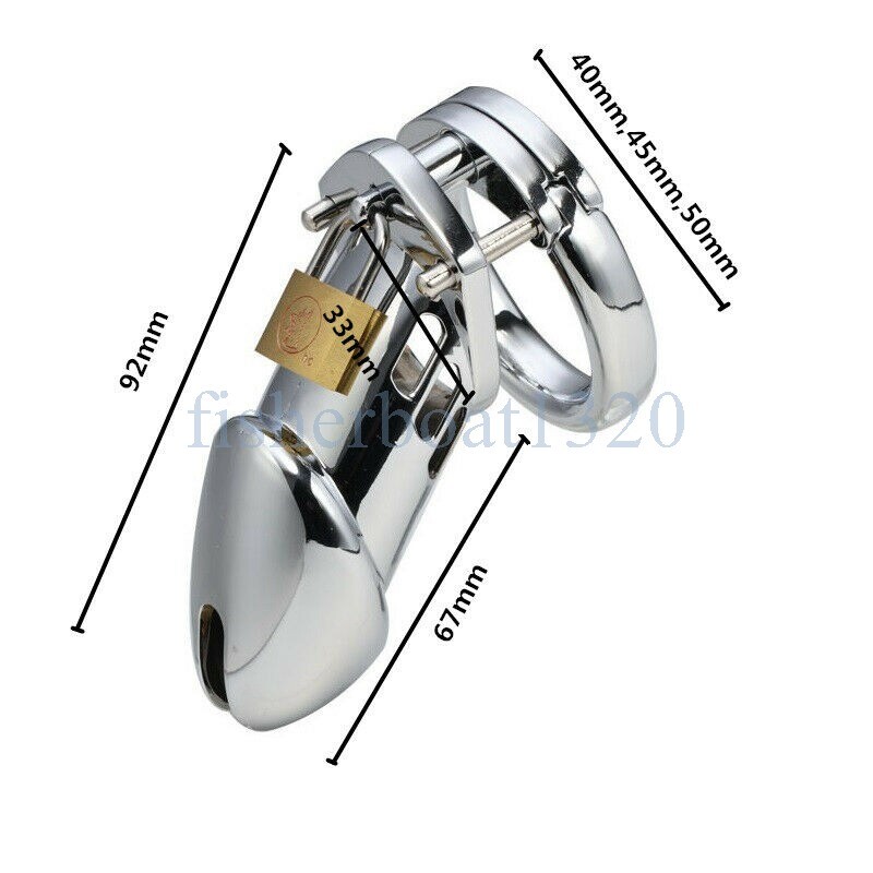 Male Chrome Steel Chastity Cage Device Belt Cock Penis Locking Virginity Sex Toy