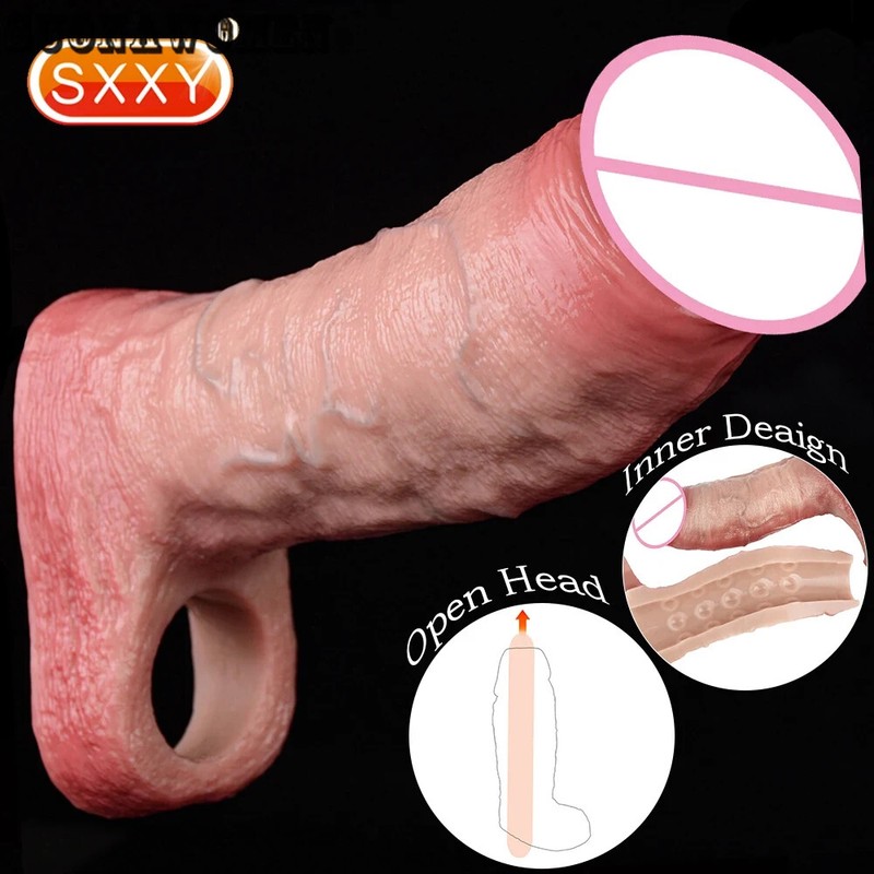 Large Silicone Hollow Dildo With Anti-drop Skin Feeling Penis Enlargement Sleeve gallery