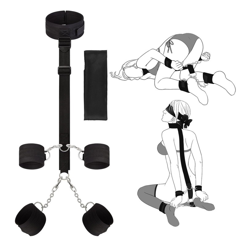 BDSM Adult Toys Bondage Kit – UTIMI Neck to Wrist Behind Back Collar Black