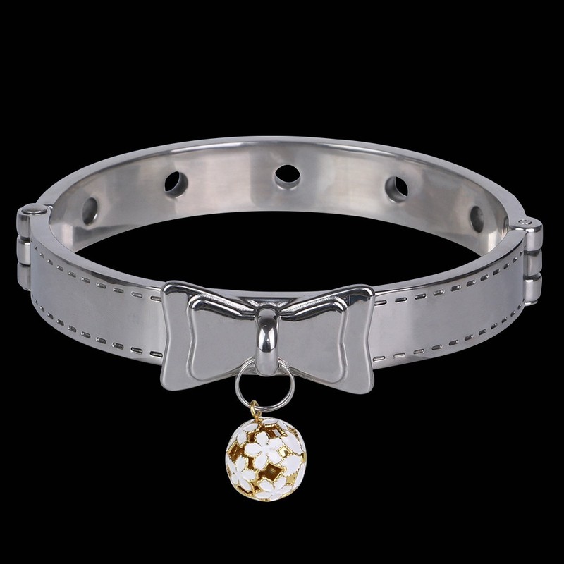 Female Neck Restraint Collar Chain SM Heavy Metal Traction Stainless Steel Ring