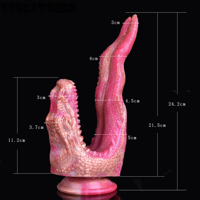 Huge Wide Penis Double-ended Dildo Anal Dong Sucker Adult Masturbator Sex Toy gallery