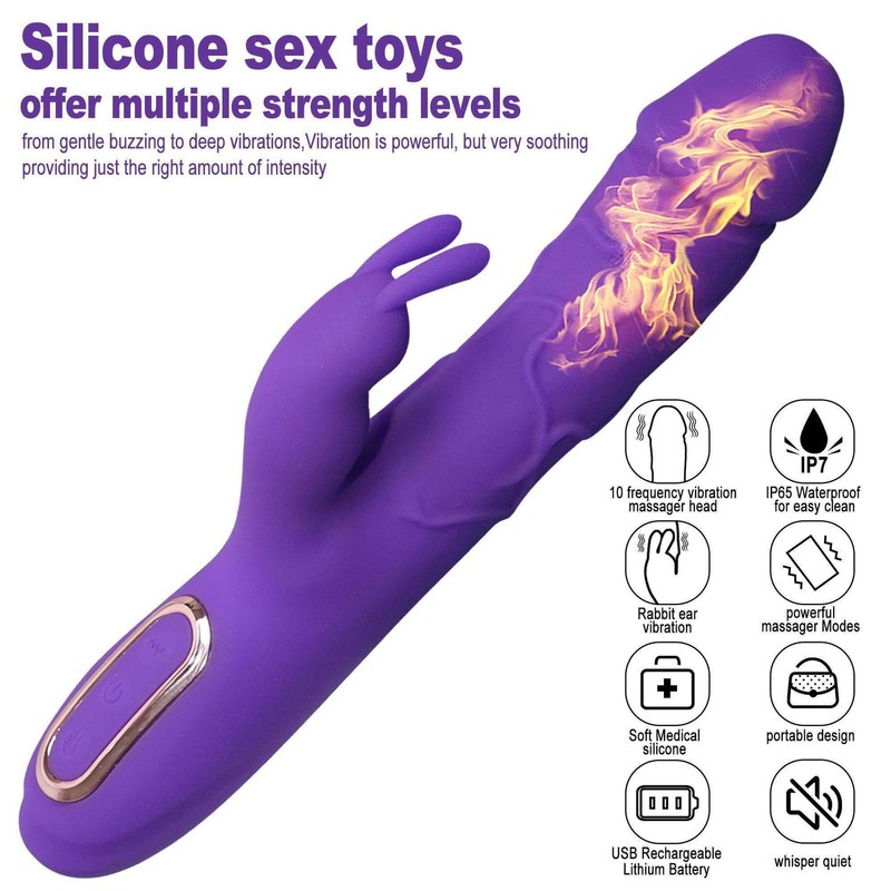 Rechargeable Heating Rabbit Vibrator Dildo G-spot Massager Sex Toy For Women US gallery