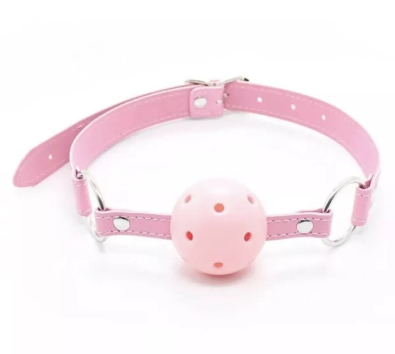 8pc leather Ball Gag Mouth Restraint Adjustable Strap Breathable BDSM Adult Toy— gallery