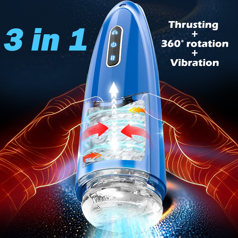 Male Masturbaters Automatic HandsFree Thrusting Cup Rotating Stroker Men Sex Toy