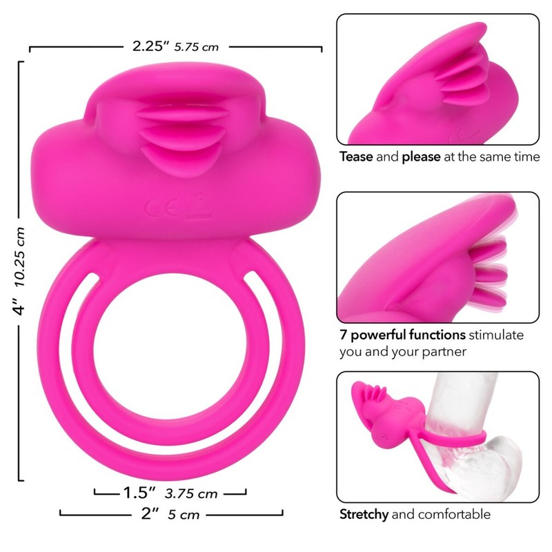 Silicone Rechargeable Dual Clit Flicker Vibrating Dual Penis Enhancer Cock Ring gallery