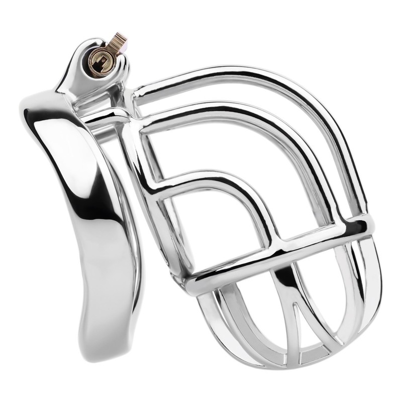 Male Chastity Cage Stainless Steel Penis Cages With Base Ring Silicone Tube
