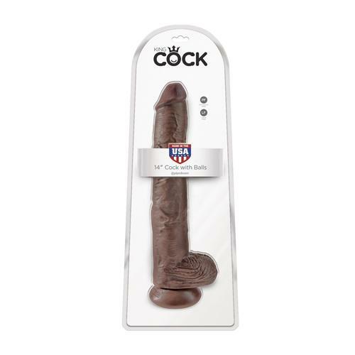 King Cock 14in Cock with Balls – Brown