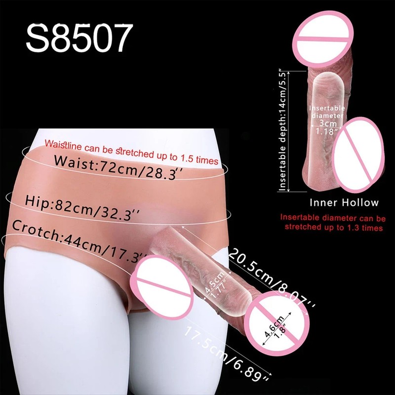 Dark Color Skin Touch Pants With Veins Large Hollow Dildo Silicone Dick Extender gallery