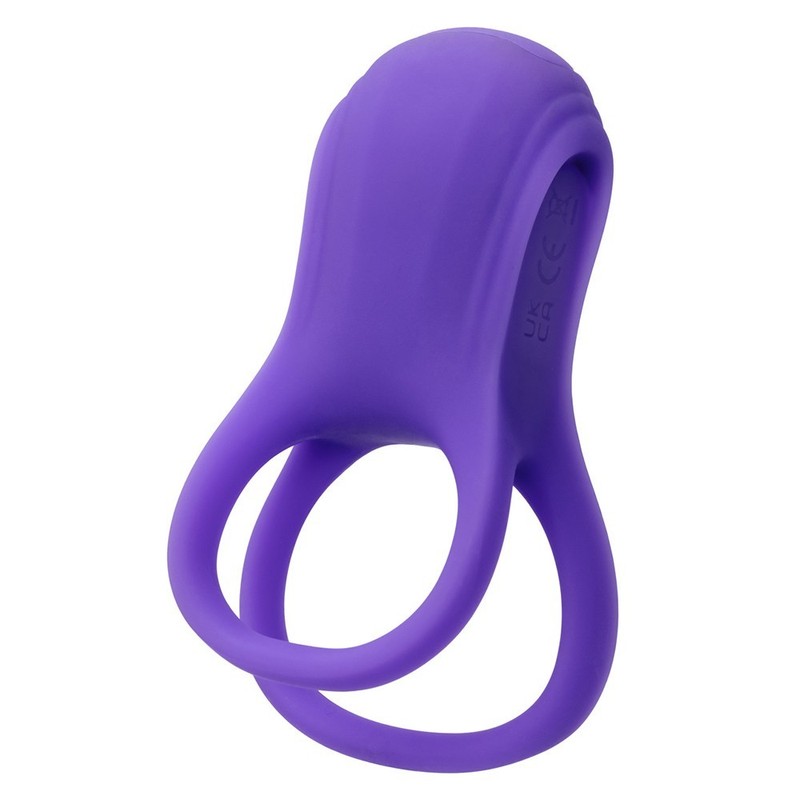 Cal Exotics Basic Essentials Rechargeable Dual Support Penis Cock Ring - Purple gallery
