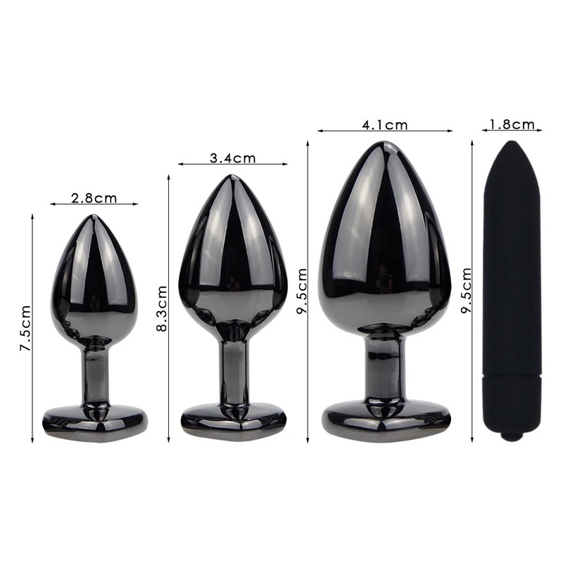 Vaginal Massager Black Metal Butt Plug Vibra Round Anal Plug Smooth Candy Adult gallery