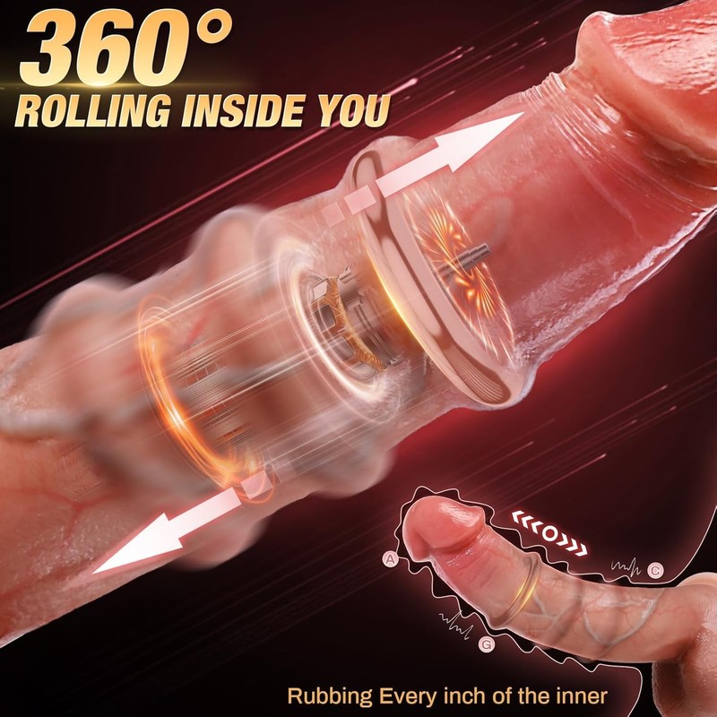 Realistic Silicone Thrusting Dildo with Sliding Ring Waterproof 9 Modes gallery