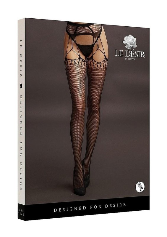 Le Desir Shredded Suspender Pantyhose – O/S – Black