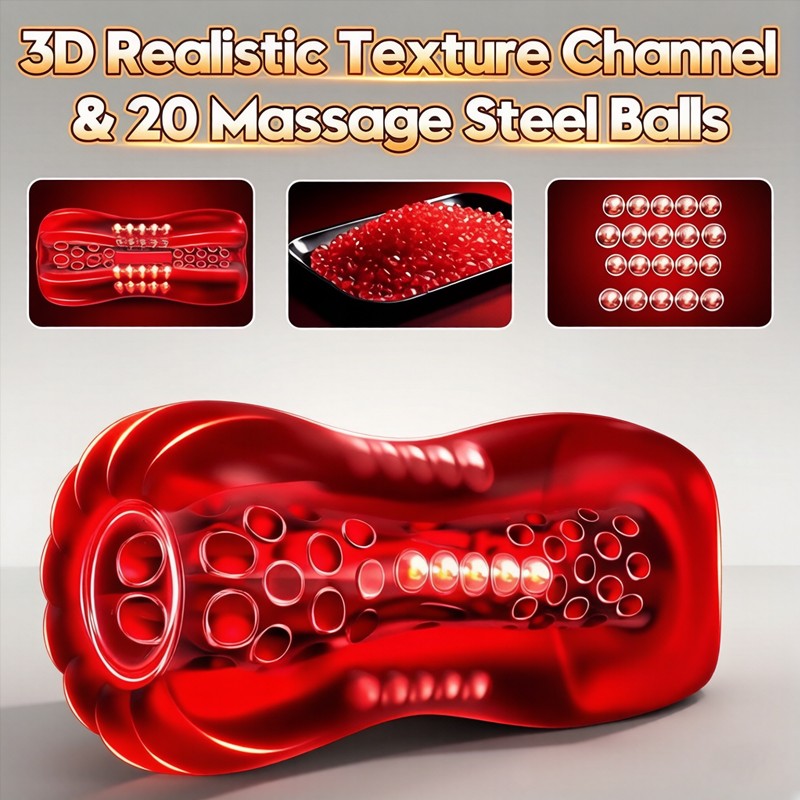 Manual Male Masturbators with 20 Extruded Beads-Transparent Sucking Penis Sleeve gallery