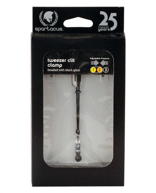 Spartacus Black Beaded Clit Clamps Adjustable Tweezer Style for Intense Pleasure