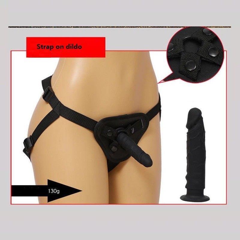 Strap on Harness Black Lifelike Realistic Strap-On Dildo Dong 5 Inches -Small